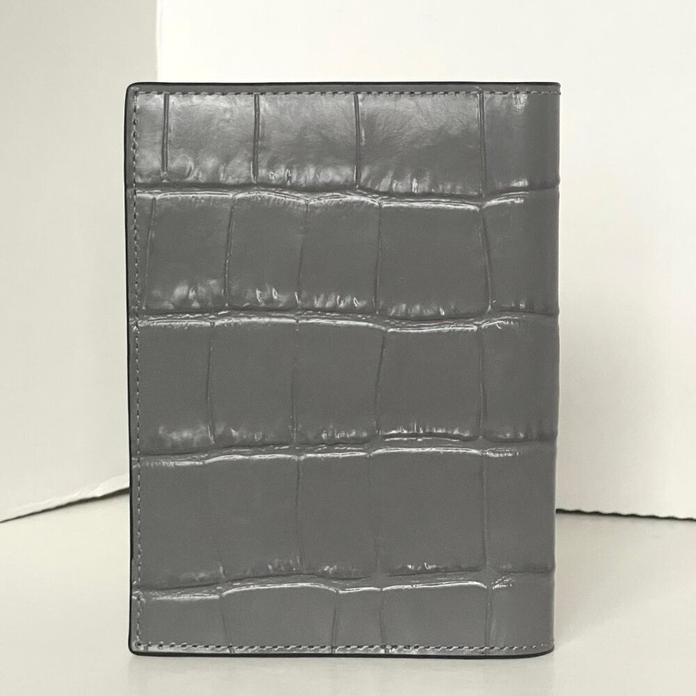 Coach Slim Passport Card Case Charcoal Croc Leather CW445 - Picture 2 of 6